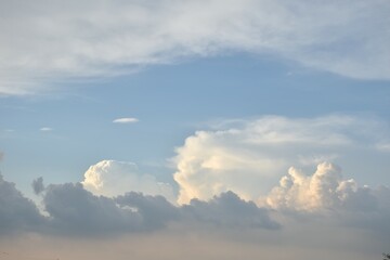 Wall Mural - white and dark rain cloud floating on sky in evening