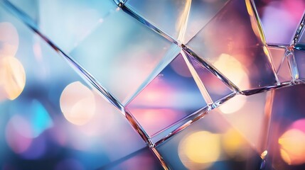 Fototapete - Abstract image of iridescent glass cubes reflecting colorful bokeh lights, creating a vibrant and dynamic composition.  Perfect for backgrounds or design projects needing a modern, lux : Generative AI