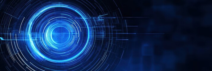Poster - Abstract blue circle design featuring geometric lines and modern aesthetics for digital art