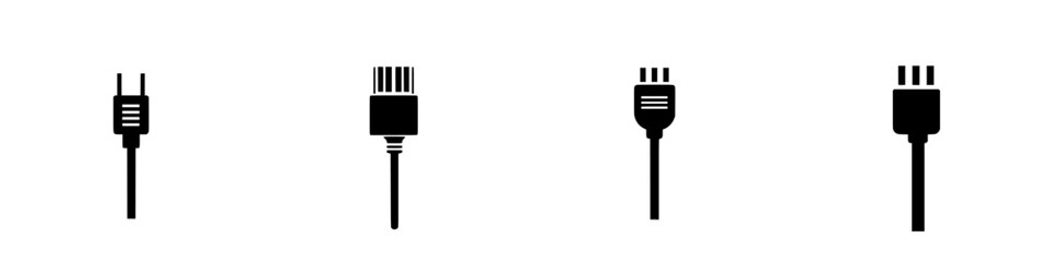 Poster - Different types of flat black electrical connector icons displayed in a minimalistic design