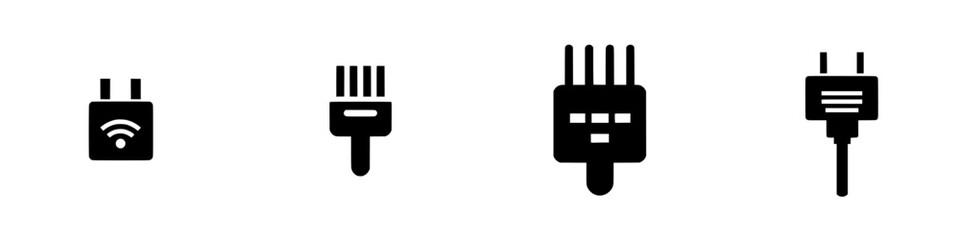Leinwandbilder - Flat black icons representing various connectivity options for technology and devices