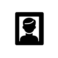 Leinwandbilder - Black flat icon of a person inside a frame representing profile picture or user image for digital applications and websites