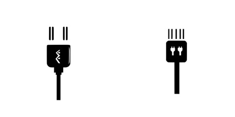 Poster - Flat black icons of electronic connectors displayed against a white background for easy identification and use in design