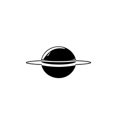 Poster - Flat black icon representing a planet with rings in a minimalist style for use in various digital projects