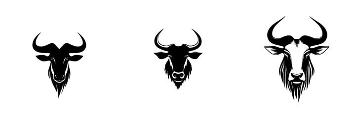 Poster - Three flat black icons representing different bovine heads with distinctive features