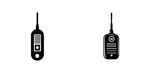 Poster - Flat black icon representing two different remote control devices with antennas and buttons