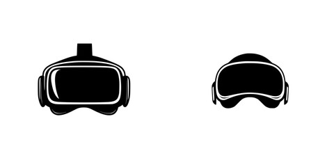 Poster - Flat black icon representing virtual reality and augmented reality headsets for technology enthusiasts