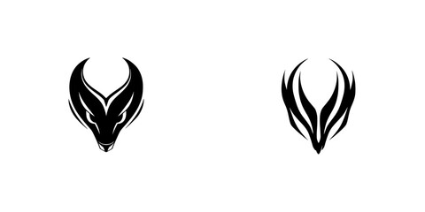 Poster - Stylized flat black animal icons featuring elegant horned designs suitable for branding or artistic use