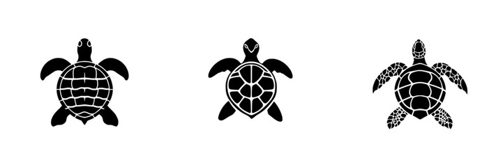 Poster - Three black turtle icons showcasing different turtle designs against a white background