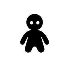 Leinwandbilder - Flat black icon representing a simple humanoid figure with two round eyes and an abstract design suitable for various applications