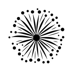 Poster - Flat black icon depicting a radial design with lines and dots radiating from a central point, suitable for minimalistic graphic design projects