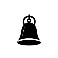Poster - Detailed flat black bell icon against a white background for clear visual communication in design contexts