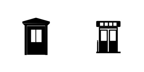 Poster - Flat black icons representing two distinct types of structures commonly seen in urban environments, showcasing simplicity and clarity
