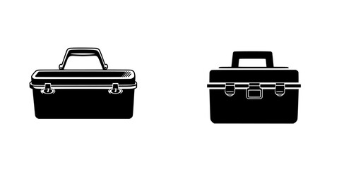 Poster - Flat black toolbox icon design suitable for representing tools and DIY activities in minimalist style