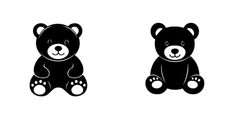 Poster - Cute flat black teddy bear icons suitable for various design purposes and applications
