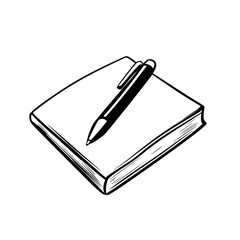Poster - Simple black icon representing a notebook with a pen resting on top, ideal for illustrating writing, note-taking, or journaling activities