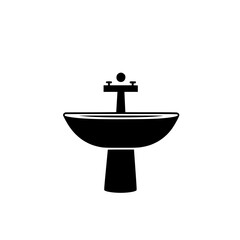 Poster - Flat black sink icon suitable for design projects or applications focused on home decor and interior themes