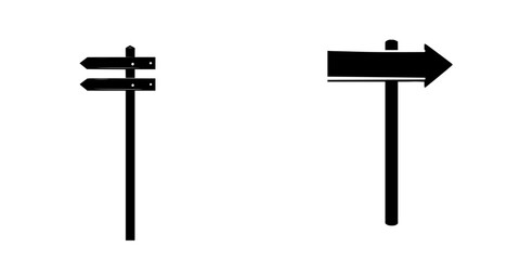 Poster - Directional signs depicted as flat black icons for use in navigation or signage materials