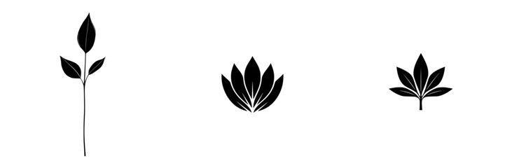 Poster - Unique flat black icon set featuring different plant designs suitable for various design projects