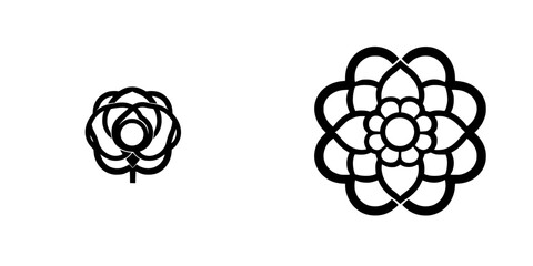 Poster - Minimalistic flat black flower icons for design elements in various applications