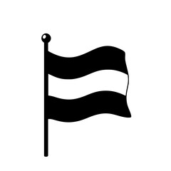 Poster - Black icon of a waving flag with horizontal stripes representing unity and identity, perfect for various design applications