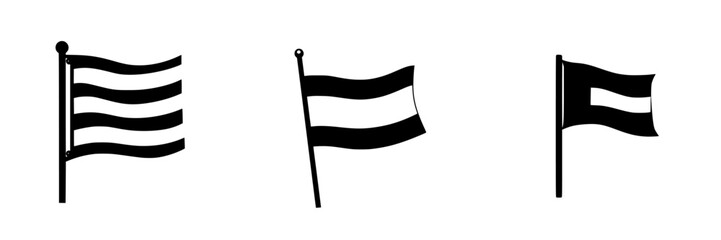 Poster - Flat black icons of three distinct flag designs shown in various positions for graphic representation