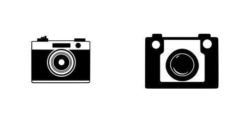 Poster - Flat black camera icons representing vintage and modern photography styles with distinct designs for creative use