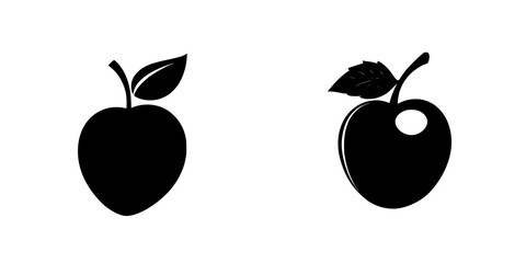 Poster - Black icons of apples with and without a bite, designed for use in graphic projects and digital media