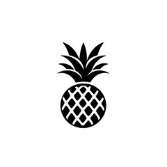 Poster - Flat black icon of a pineapple with distinct leaves and textured body suitable for various design projects and graphic applications