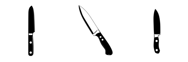 Poster - Flat black kitchen knife icons showcasing different styles for culinary and design applications in various contexts