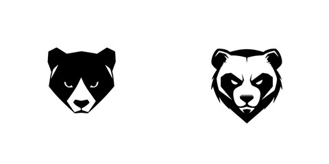 Poster - Black flat icon of a bear head representing strength and determination in a simple design style