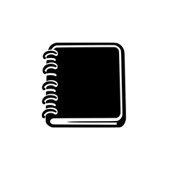 Poster - Simple flat black icon of a spiral notebook representing note-taking and organization in education and business settings