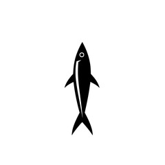 Poster - Minimalist flat black fish icon design suitable for various creative purposes and applications