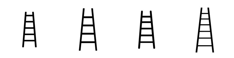 Poster - Flat black icons of ladders arranged in a row, showcasing a minimalist design suitable for various applications