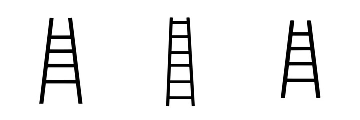Poster - Flat black ladder icons representing different ladder styles in a simple digital design