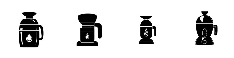 Poster - Different styles of flat black coffee makers displayed in a simple layout for easy comparison