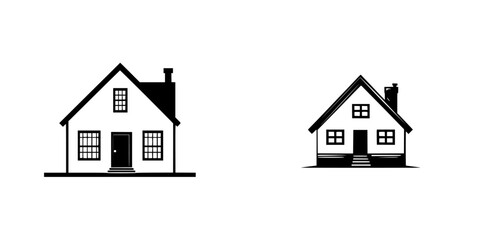 Poster - Black flat icons representing simple house designs for various applications and styles