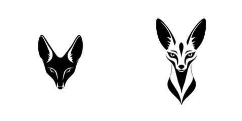 Poster - Stylized flat black fox icons showcasing distinct designs and features in a minimalist style