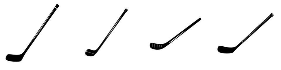 Poster - Black icon set of various shapes of hockey sticks suitable for digital and print applications