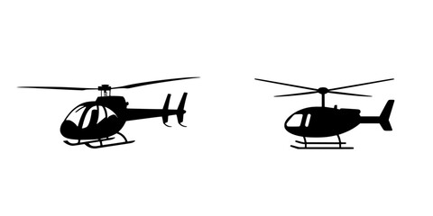 Poster - Two flat black helicopter icons suitable for use in various designs and projects