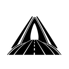 Poster - Flat black icon depicting a stylized road and bridge design representing urban infrastructure and transportation