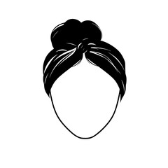 Poster - Icon of a woman's hairstyle featuring a bun on top with a smooth surface and no facial details, suitable for various design uses