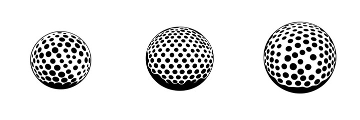 Poster - Simple flat black icon representing three spheres with polka dots emphasizing geometric patterns and design elements