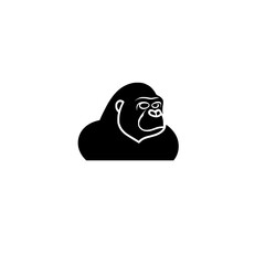 Poster - Gorilla head silhouette in flat black design showcasing a powerful animal character and artistic representation