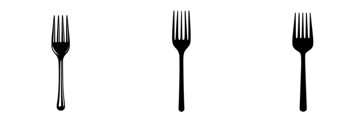 Poster - Flat black icons of forks displayed in a minimalistic style suitable for culinary or dining themes