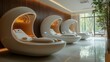 © Saim Art - Modern relaxation pods in a serene spa retreat environment with a white background