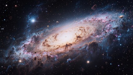 Wall Mural - Spiral Galaxy with Star Fields in Deep Space