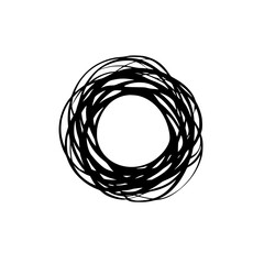 Poster - abstract flat black icon depicting intertwined lines forming a circular shape with an empty center