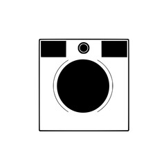 Poster - Icon representation of a flat black laundry washing machine for digital design and application use