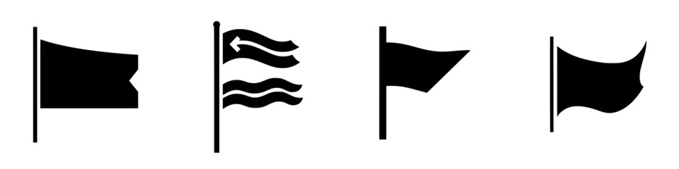 Poster - Various flat black icons of flags showcasing different shapes and designs for versatile graphic use and representation